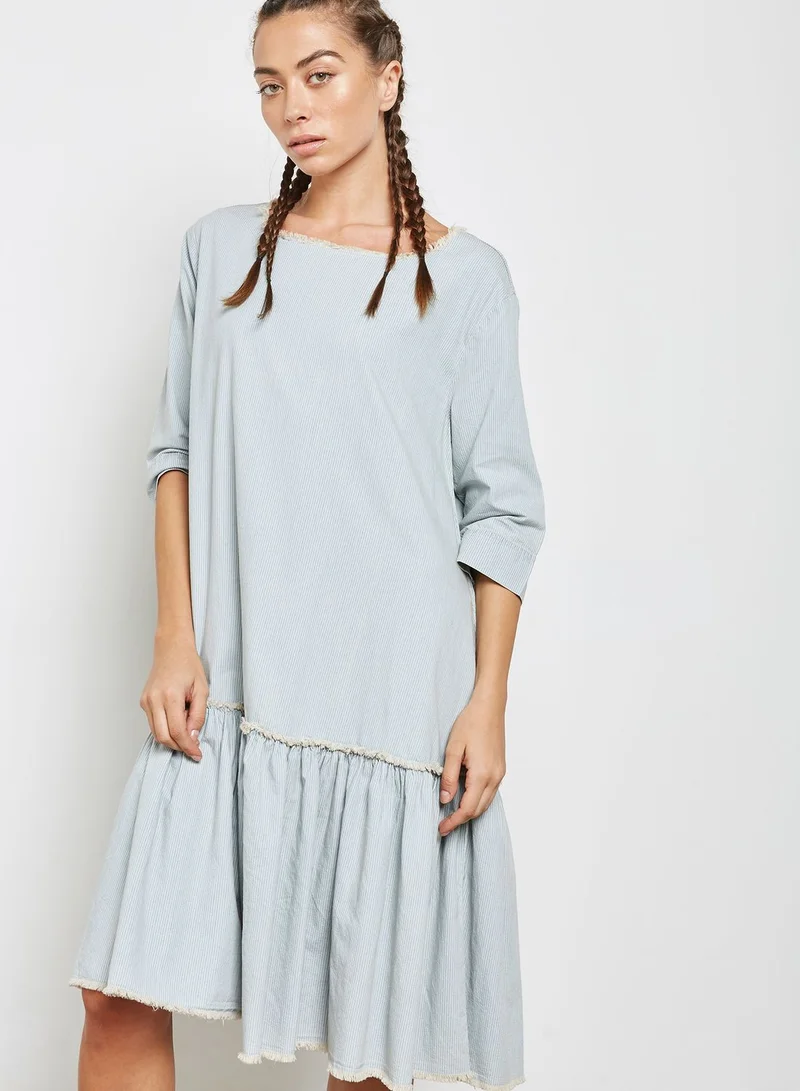 Waven Peplum Denim Dress