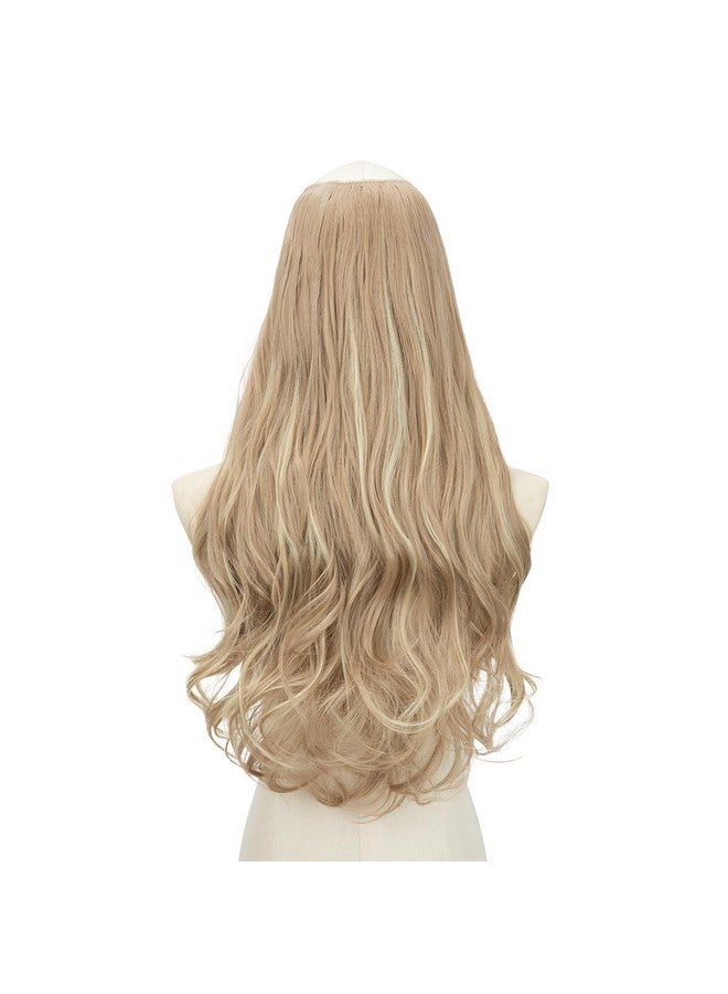 SARLA U Part Hair Extensions Dirty Blonde Full Head Clip in Synthetic Wave Curly Hairpiece Long 24 Inch for Women - Image 2