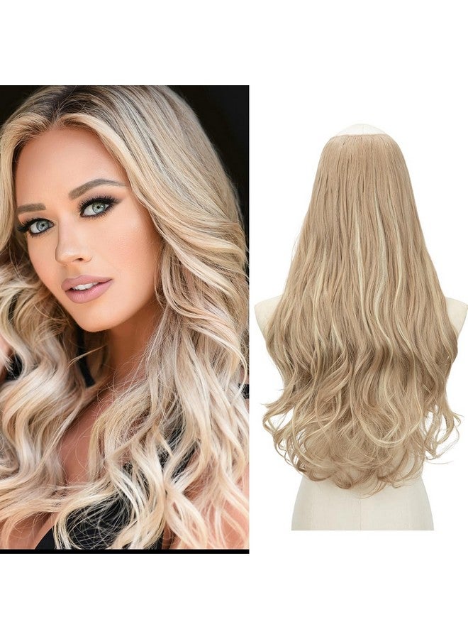 SARLA U Part Hair Extensions Dirty Blonde Full Head Clip in Synthetic Wave Curly Hairpiece Long 24 Inch for Women - Image 1
