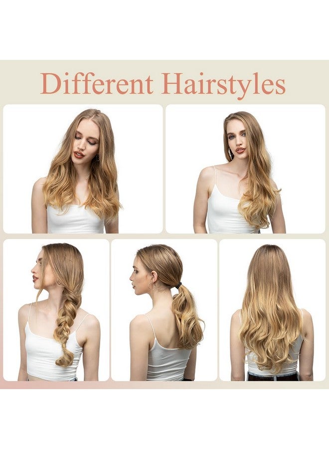 SARLA U Part Hair Extensions Dirty Blonde Full Head Clip in Synthetic Wave Curly Hairpiece Long 24 Inch for Women - Image 5
