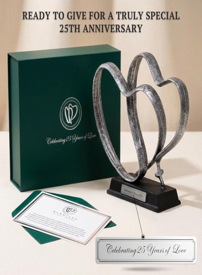 DCAPILLA 25th Anniversary Wedding Gifts – Two Hearts & Cross Keepsake - Ready-to-Gift Includes Present Box, Poem Card, and Engraved Plaque - Image 3