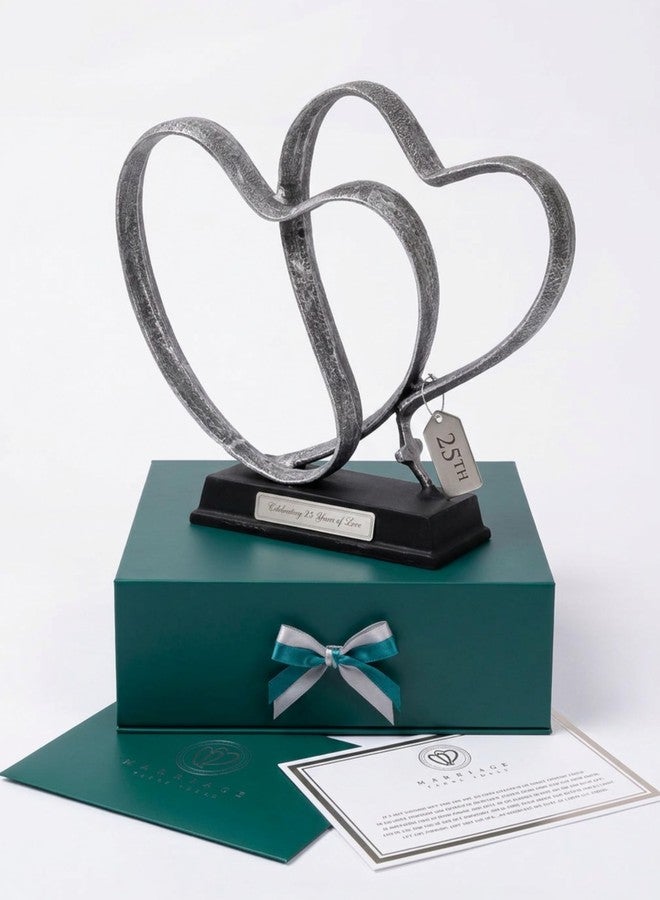 DCAPILLA 25th Anniversary Wedding Gifts – Two Hearts & Cross Keepsake - Ready-to-Gift Includes Present Box, Poem Card, and Engraved Plaque - Image 1