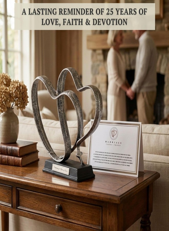 DCAPILLA 25th Anniversary Wedding Gifts – Two Hearts & Cross Keepsake - Ready-to-Gift Includes Present Box, Poem Card, and Engraved Plaque - Image 5