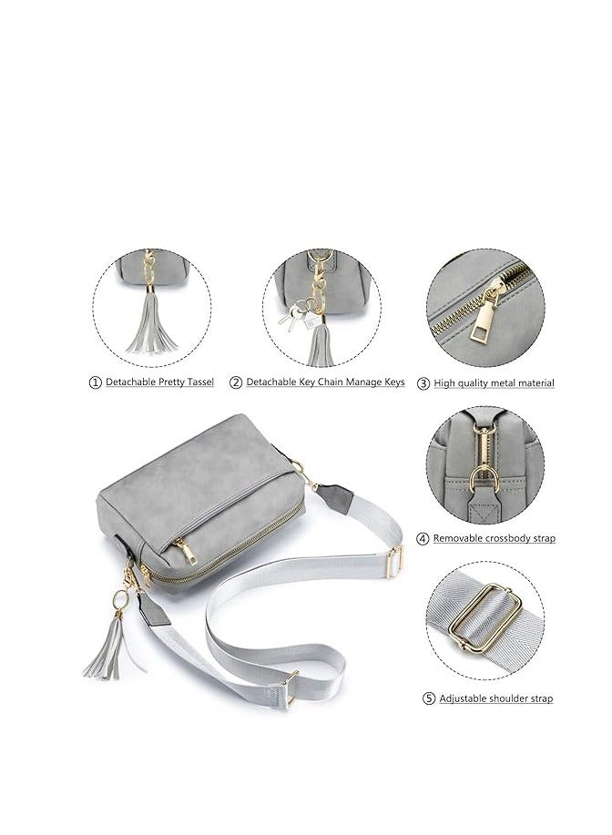 Excefore Vegan Leather Crossbody Tote, Single-Shoulder Sling Bag, Stylish Leather Satchel, Bohemian Style Handbag, Wide Strap Hobo Bag, Compact Satchel Bag, Satchel Purse With Adjustable Strap for Ladies - Image 5