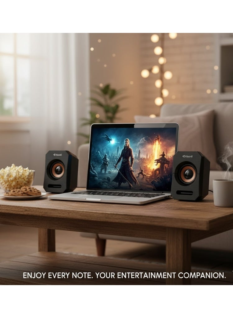 Kisonli A-606 Multimedia Speaker with USB 2.0 Port - Powerful Stereo Sound and High Quality - Black - Image 5