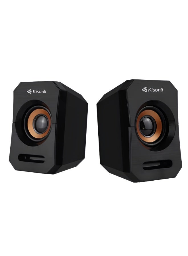 Kisonli A-606 Multimedia Speaker with USB 2.0 Port - Powerful Stereo Sound and High Quality - Black - Image 2