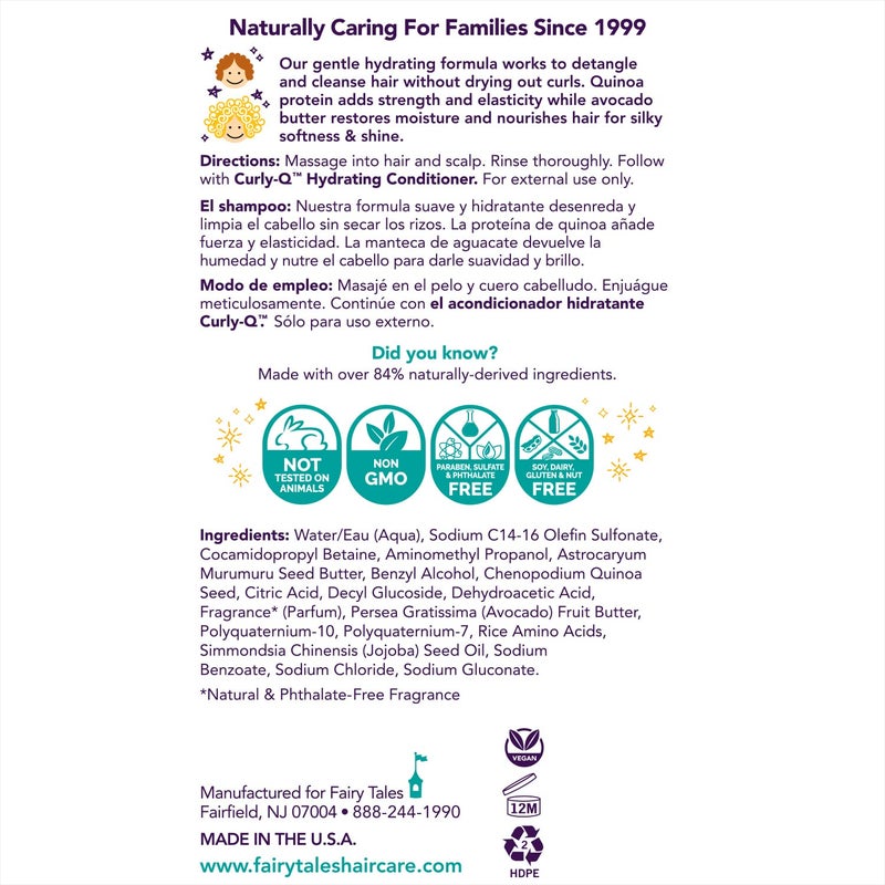 Fairy Tales Curly Q Kids Shampoo all Types of Curly Hair - Hydrating Hair Shampoo- Paraben , Sulfate , Gluten and Nut Free - 12 oz - Image 2