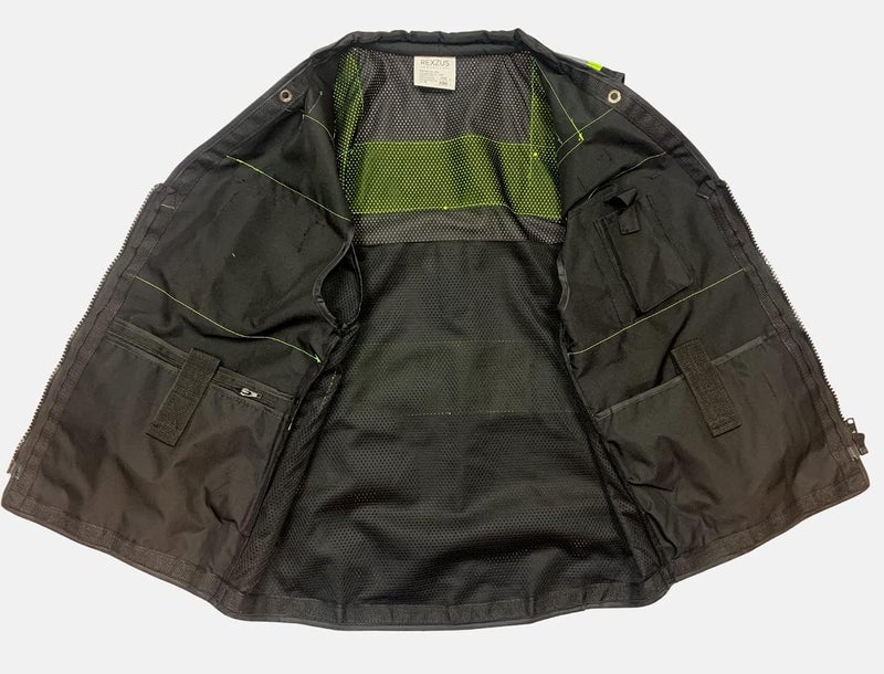 REXZUS Safety Vest for Men - Black Series with Zipper and Utility Pockets - Premium Surveyors Vest (L, Black) - Image 3