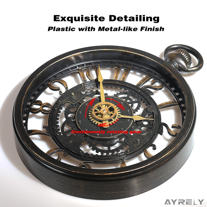 AYRELYÂ® 13IN Decorative Wall Clock - Oversized 3D Steampunk Large Wall Clock, Vintage Industrial Steampunk Large Clock for Living Room DÃ©cor - Image 4