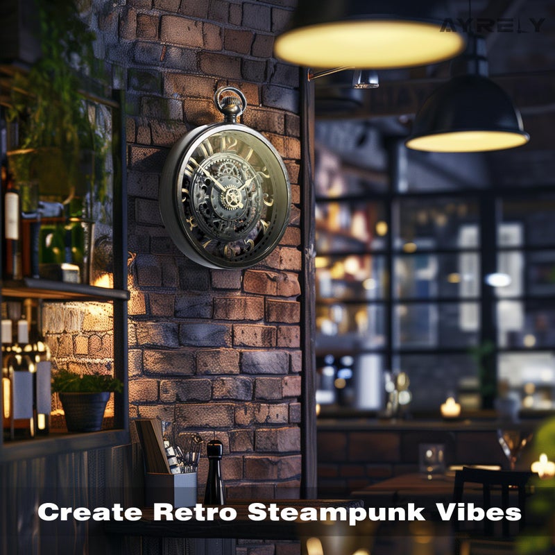 AYRELYÂ® 13IN Decorative Wall Clock - Oversized 3D Steampunk Large Wall Clock, Vintage Industrial Steampunk Large Clock for Living Room DÃ©cor - Image 3