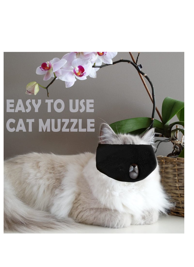 SYOSI - 6 Pcs Cat Muzzle for Grooming, Breathable Mesh Muzzles, Gentle and Soft Muzzle, Colorful Cat Mouth Guard Muzzle for Anti Biting Chewing Grooming (Black, Blue, Gray, Light Gray, Pink, Light Blue) - Image 1