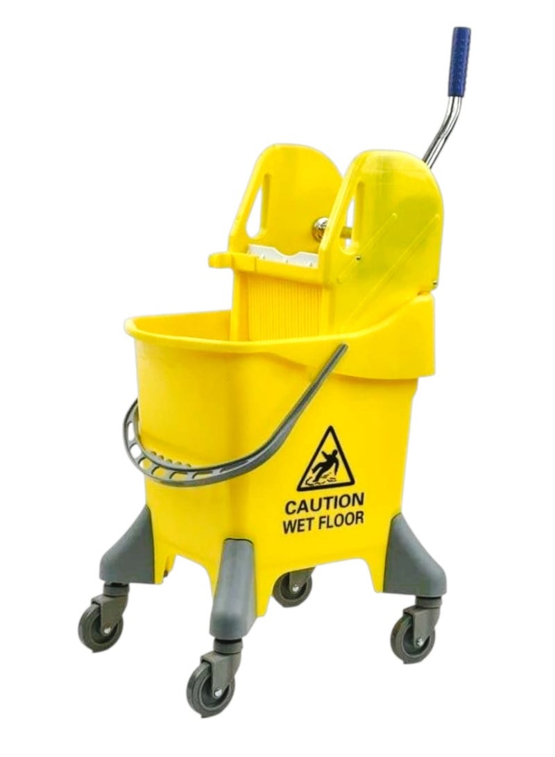 Mop Bucket With Deluxe Wringer Yellow, 25 Liter