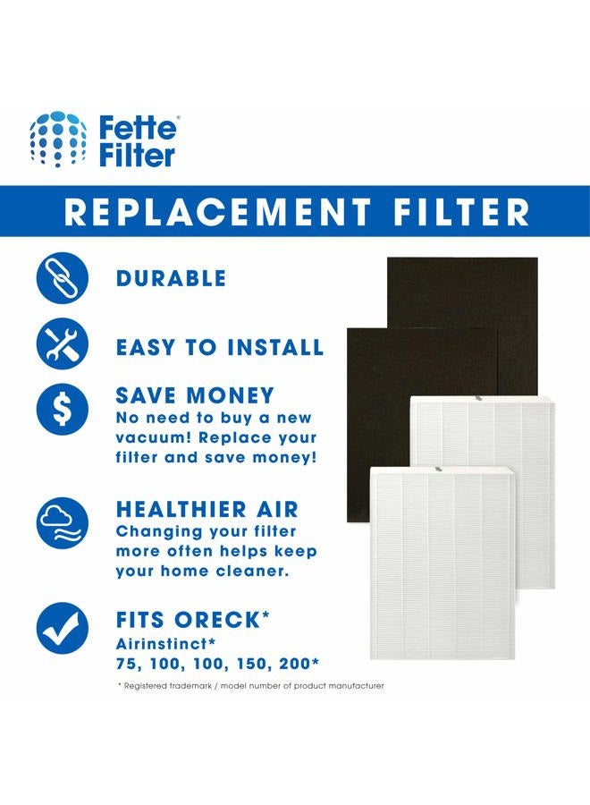 Fette Filter Air Purifier Filters Compatible with Oreck Airinstinct 75, 100, 100, 150, 200 HEPA , Contains 2 HEPA and 2 Carbon Replacement Filters - Pack of 2 - Image 4