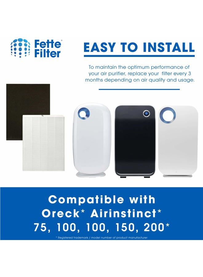 Fette Filter Air Purifier Filters Compatible with Oreck Airinstinct 75, 100, 100, 150, 200 HEPA , Contains 2 HEPA and 2 Carbon Replacement Filters - Pack of 2 - Image 5