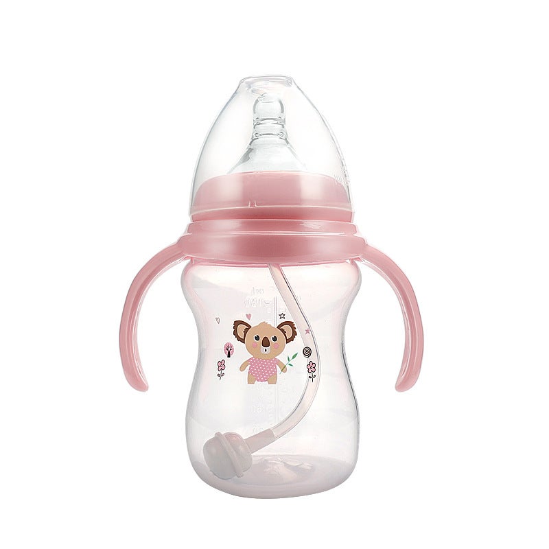Baby Bottle Newborn Cartoon With Handle Wide Mouth Bottle Anti-Choking Anti-Fall Creative Baby Bottle - Image 1