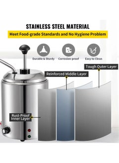 Grace Cheese Warmer 2.5L Stainless Steel Cheese Dispenser 30-110℃ Cheese Warmer with Pump Temp Adjustable for Hot Fudge Cheese Caramel Butter  - Image 3