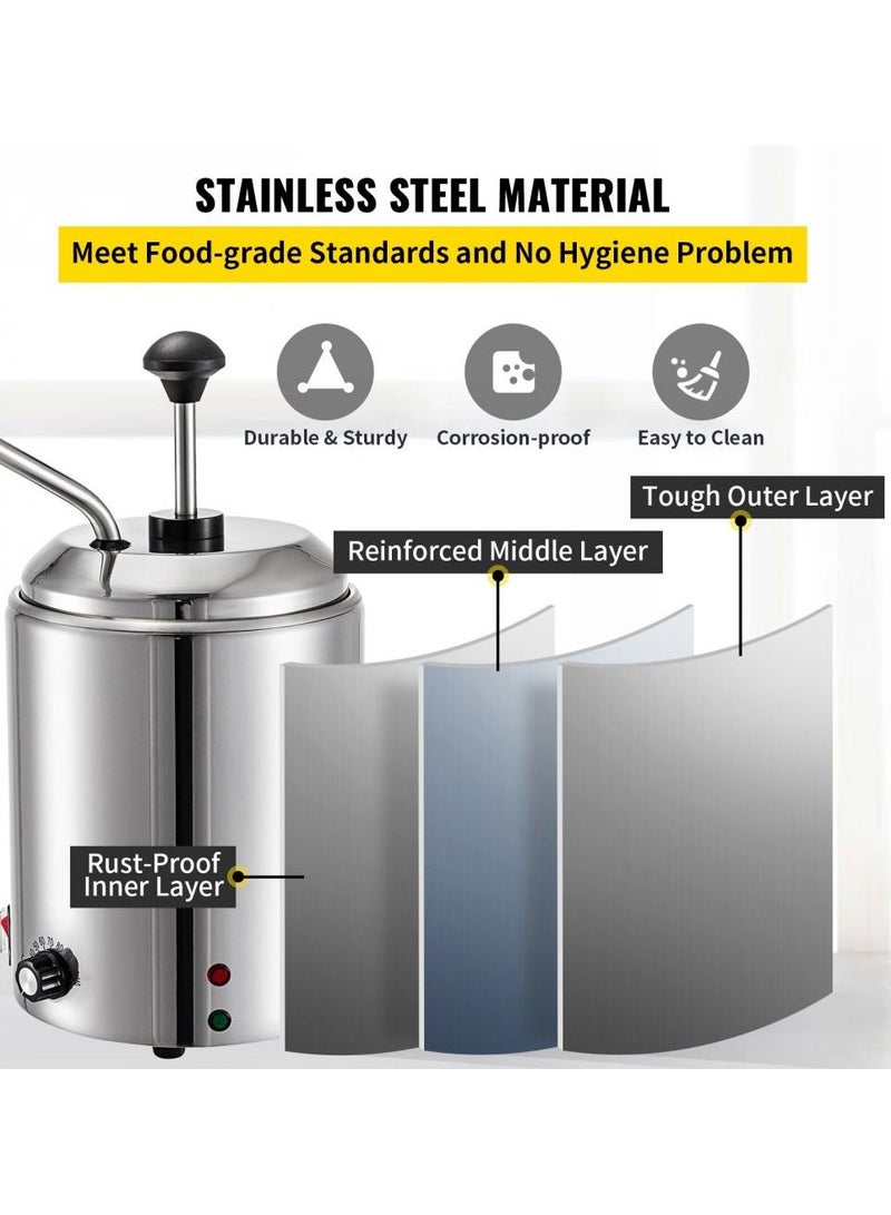 Grace سخان الجبن 2.5 لتر موزع جبن من الفولاذ المقاوم للصدأ 30-110 درجة مئوية سخان جبن مع مضخة درجة حرارة قابلة للتعديل للجبن الساخن والكراميل والزبدة - Image 3