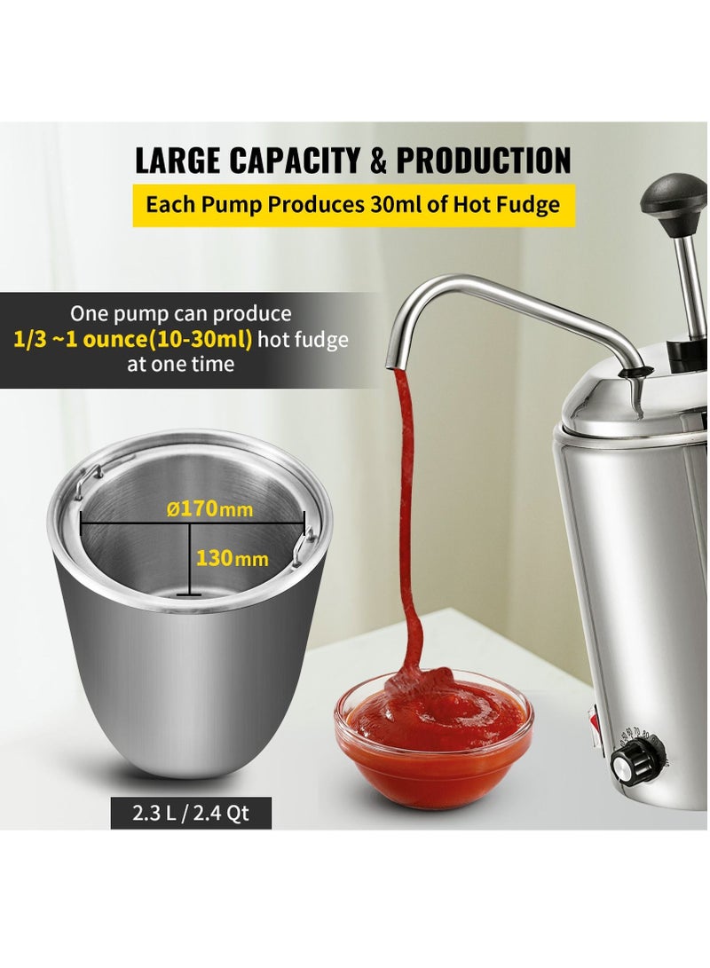 Grace سخان الجبن 2.5 لتر موزع جبن من الفولاذ المقاوم للصدأ 30-110 درجة مئوية سخان جبن مع مضخة درجة حرارة قابلة للتعديل للجبن الساخن والكراميل والزبدة - Image 4