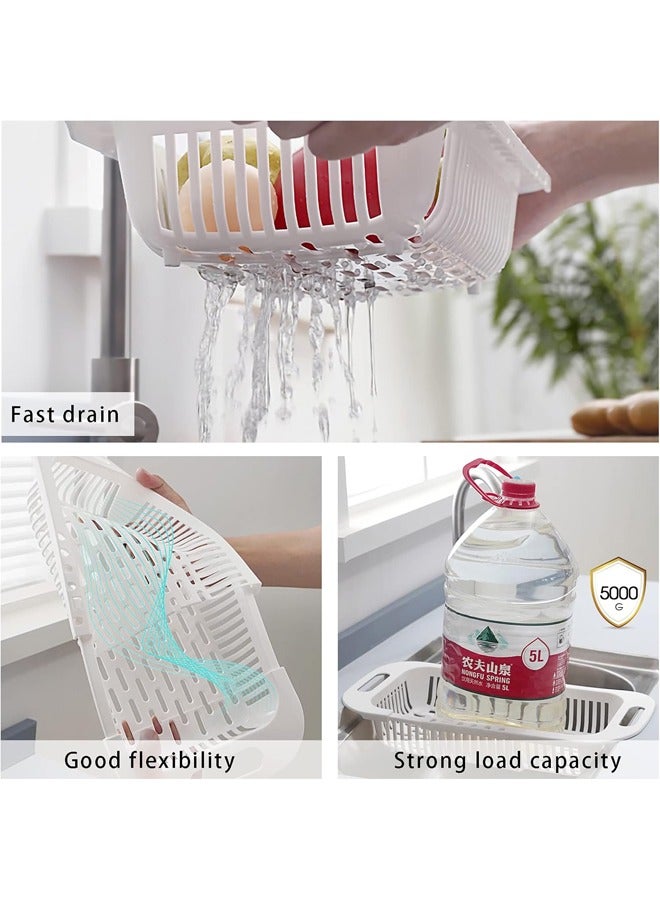 YelaJoy Extendable Over the Sink Colander, Fruits and Vegetables Drain Basket ,Adjustable Food Strainer Sink , Washing Basket for Kitchen (Blue) - Image 3