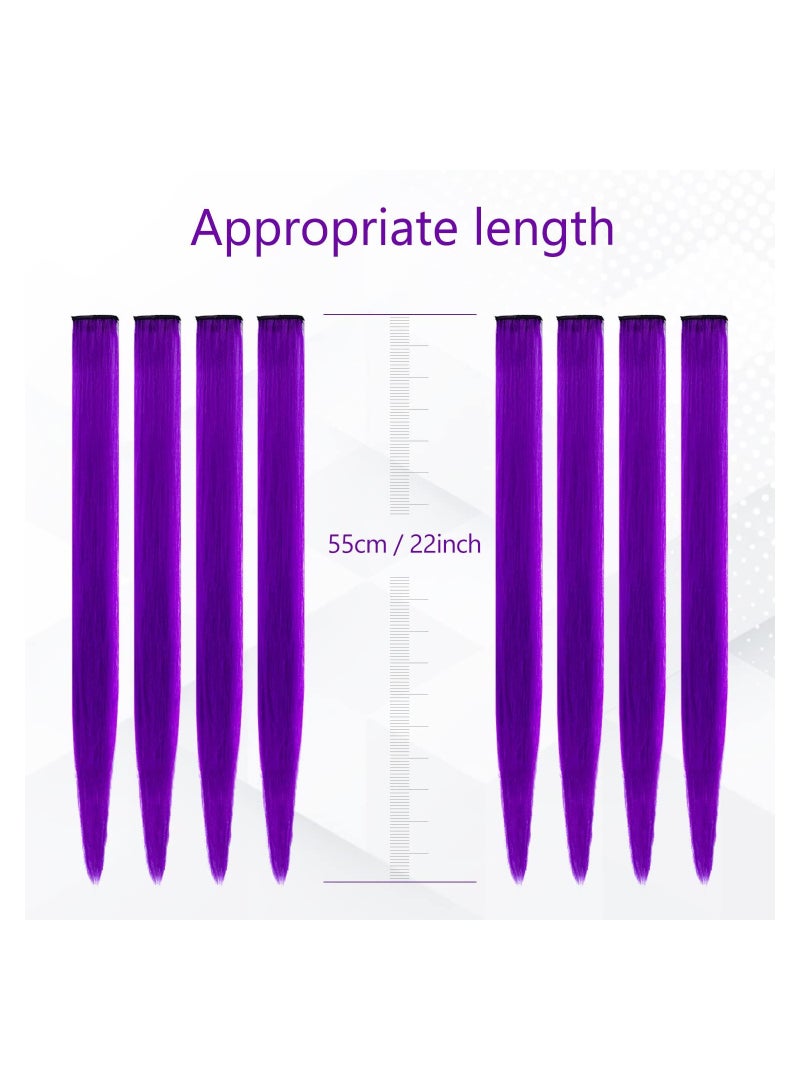 إستيل وصلات شعر مستقيمة مقاس 22 بوصة من Estelle ، وصلات شعر مستقيمة متعددة الألوان للحفلات ، وصلات شعر اصطناعية للفتيات الصغيرات (10 قطع بنفسجي) - Image 3