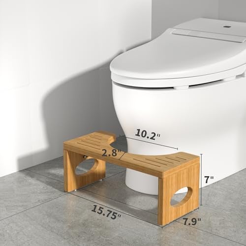 ROMGUAR CRAFT 7 Inch Bamboo Toilet Stool, Foldable Poop Stool, Bathroom Step Stool Squat (Natural) - Image 5