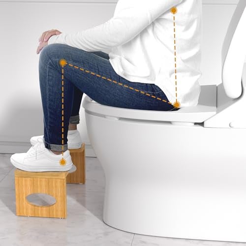 ROMGUAR CRAFT 7 Inch Bamboo Toilet Stool, Foldable Poop Stool, Bathroom Step Stool Squat (Natural) - Image 3