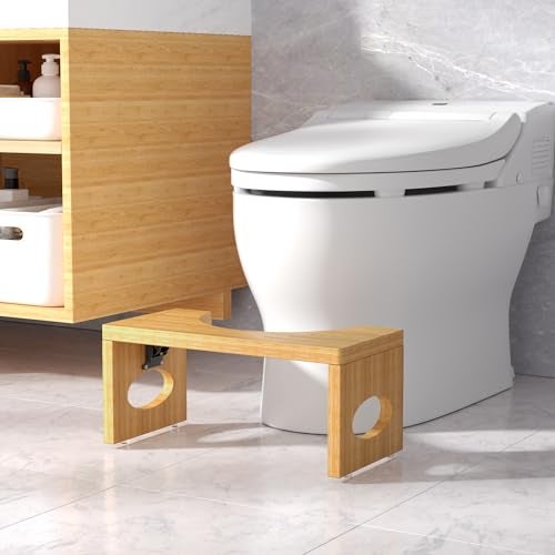 ROMGUAR CRAFT 7 Inch Bamboo Toilet Stool, Foldable Poop Stool, Bathroom Step Stool Squat (Natural) - Image 2
