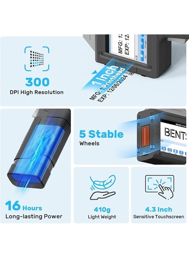 بنتساي طابعة حبر محمولة BENTSAI BT-HH6210B بعرض 1 بوصة (25.4 مم) – ماكينة طباعة تاريخ الإنتاج والانتهاء وترميز الباركود وQR وأرقام الدُفعات - Image 2