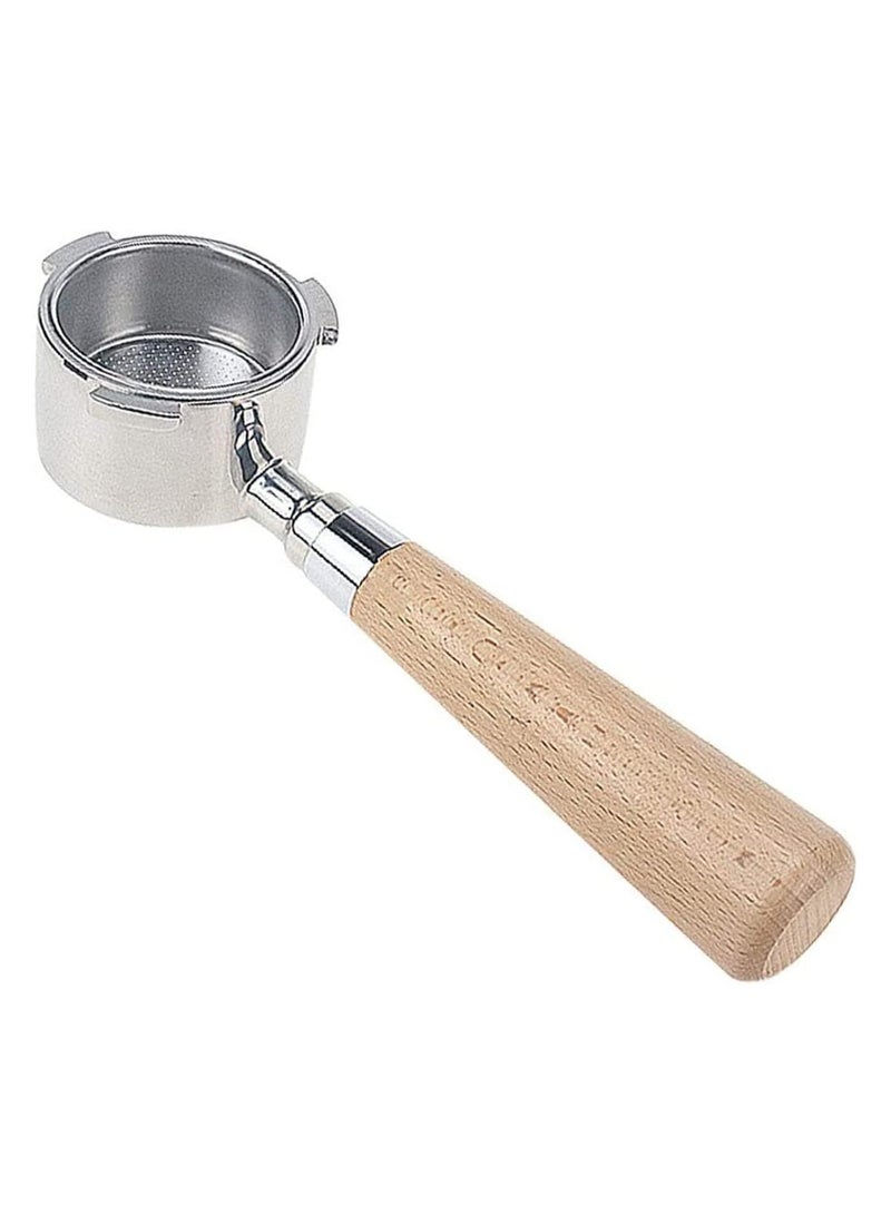 فلتر قهوة بدون قاعدة من دي سي جيه ايه يناسب ماكينة الاسبريسو EC680 وEC685 الفولاذ المقاوم للصدأ مع سلة مزدوجة بمقبض خشبي 51 ملم ديشافي ستانلس ستيل - Image 1