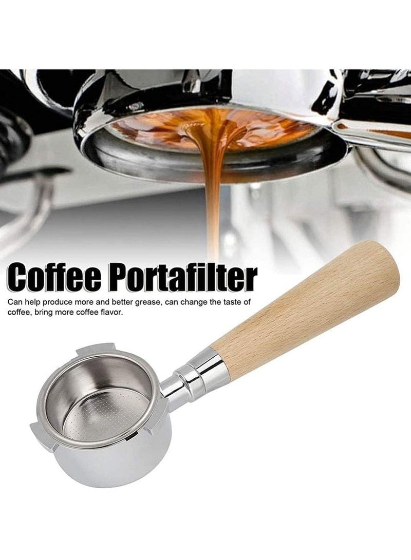 فلتر قهوة بدون قاعدة من دي سي جيه ايه يناسب ماكينة الاسبريسو EC680 وEC685 الفولاذ المقاوم للصدأ مع سلة مزدوجة بمقبض خشبي 51 ملم ديشافي ستانلس ستيل - Image 2