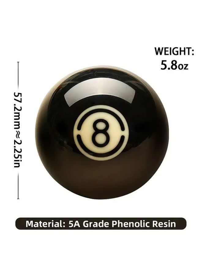 Professional Weighted Phenolic Resin 8 Ball 2 1 4 Inch Heavyweight Billiard Ball for Tournament and Practice Play Compatible with 8 Ball and 9 Ball Games Smooth Glossy Black Surface with White Number 8 Design Single Pool Ball Set with Precise Weight for Enhanced Control - Image 1