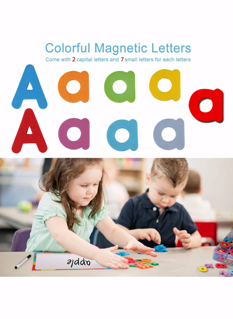 Generic - Magnetic Letters Kit, Alphabet Letters with Large Double-Side Magnet Board and Learning Cards, Educational Refrigerator Magnets for Preschool Learning Spelling - Image 1