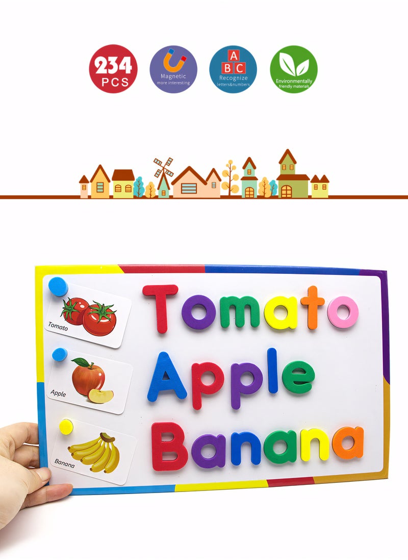 Generic - Magnetic Letters Kit, Alphabet Letters with Large Double-Side Magnet Board and Learning Cards, Educational Refrigerator Magnets for Preschool Learning Spelling - Image 1