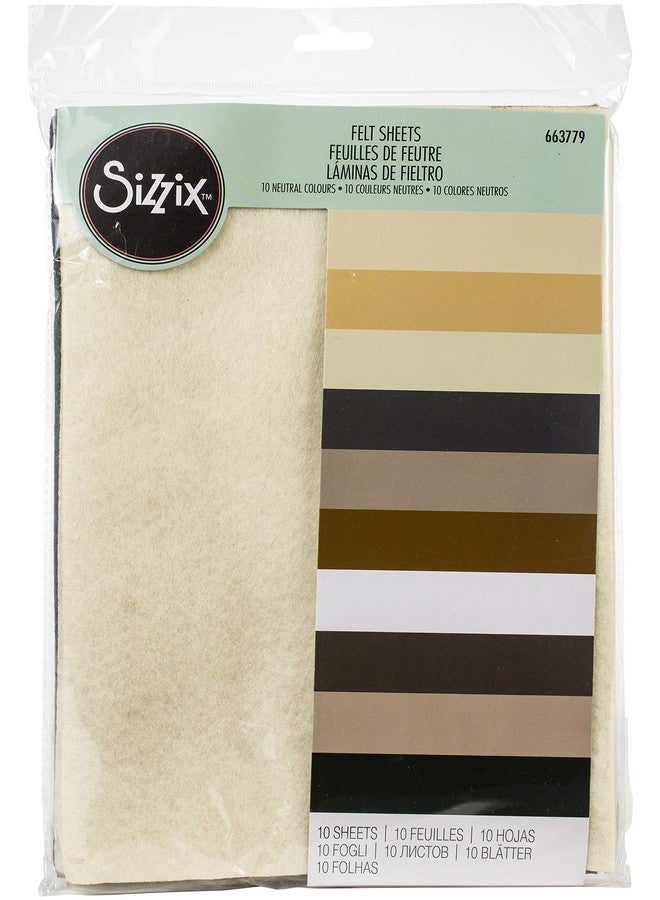 Sizzix Surfacezmaking Essential Felt Sheets 10Pk (10 Colours Neutrals) Multicolour - Image 1