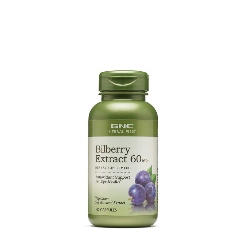 GNC GNC Herbal Plus Bilberry Extract Supplement Vegetarian Supports Eye and Health 100 Servings 
