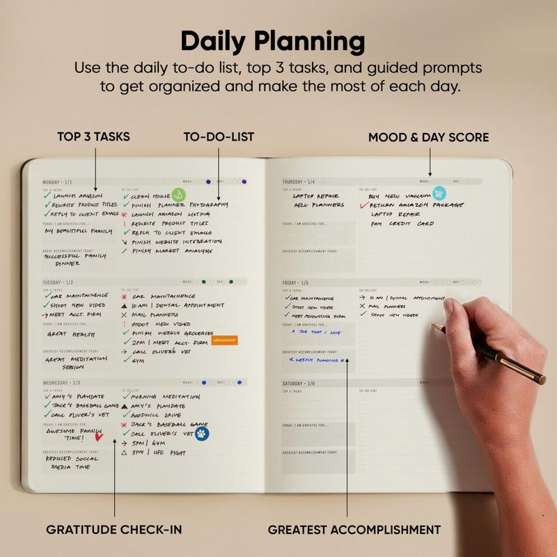 PRODUCTIVITY STORE Dated, 2026 Planner, 8.5" x 11" - The Productivity Planner to Achieve Your 2026 Goals - Planner 2026-2027 by PRODUCTIVITY STORE (A4, BROWN) - Image 3