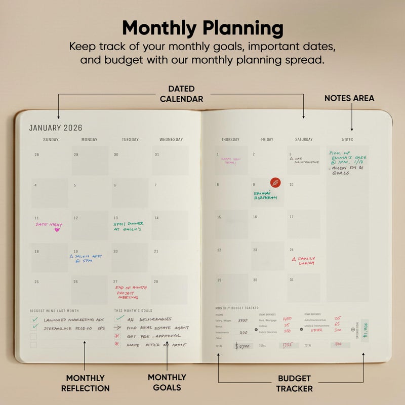 PRODUCTIVITY STORE Dated, 2026 Planner, 8.5" x 11" - The Productivity Planner to Achieve Your 2026 Goals - Planner 2026-2027 by PRODUCTIVITY STORE (A4, BROWN) - Image 5