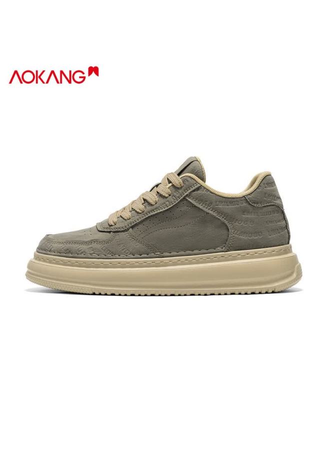 Aokang Men's Casual Sneakers Autumn Winter Fashion Versatile Fleece-lined Cotton Shoes Wild Green Height Increasing Size 41 - Image 2