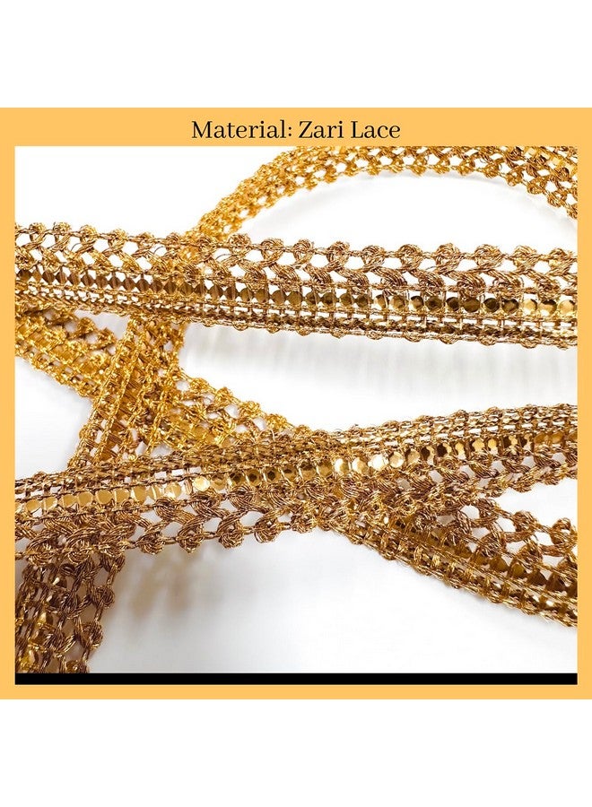 EmbroideryMaterial Zari Lace with Shining Sequence Sitara for Saree Border, Blouse, Dupatta Border, Lehenga, Kurti etc (18 Meters, Gold, 10MM Wide) - Image 5