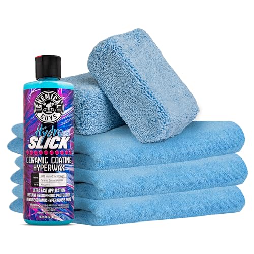 Chemical Guys HOL229 Ultimate Ceramic Coating Kit HydroSlick HyperWax SiO2 Gel 16 fl oz for LongLasting Shine Protection with 2 Premium Microfiber Applicators 3 Workhorse Towels 6 Items