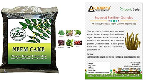 Alkarty Seaweed Extract Organic Plant Fertilizer for Vegetables Flowers Fruits 200Gm White neem Khali 1 kg