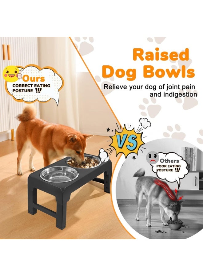 DUNISO Elevated Dog Bowl，with 2 Stainless Steel Dog Bowl and Detachable Double Bowl Stand，Elevated Dog Bowls of 4 Height Adjustable，Anti Slip and Splash Proof，for All Small, Medium and Large Pets - Image 4