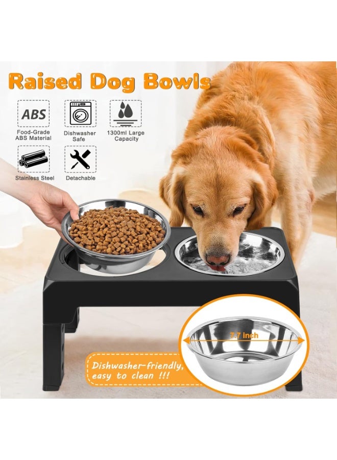DUNISO Elevated Dog Bowl，with 2 Stainless Steel Dog Bowl and Detachable Double Bowl Stand，Elevated Dog Bowls of 4 Height Adjustable，Anti Slip and Splash Proof，for All Small, Medium and Large Pets - Image 3
