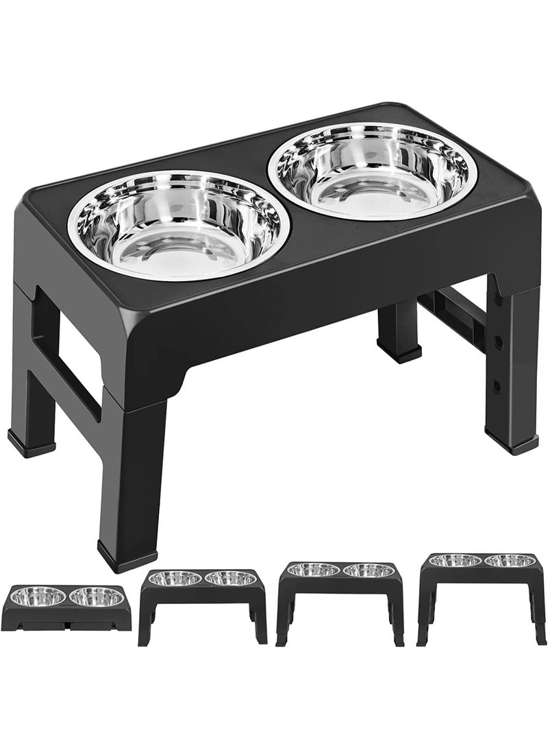 DUNISO Elevated Dog Bowl，with 2 Stainless Steel Dog Bowl and Detachable Double Bowl Stand，Elevated Dog Bowls of 4 Height Adjustable，Anti Slip and Splash Proof，for All Small, Medium and Large Pets - Image 1