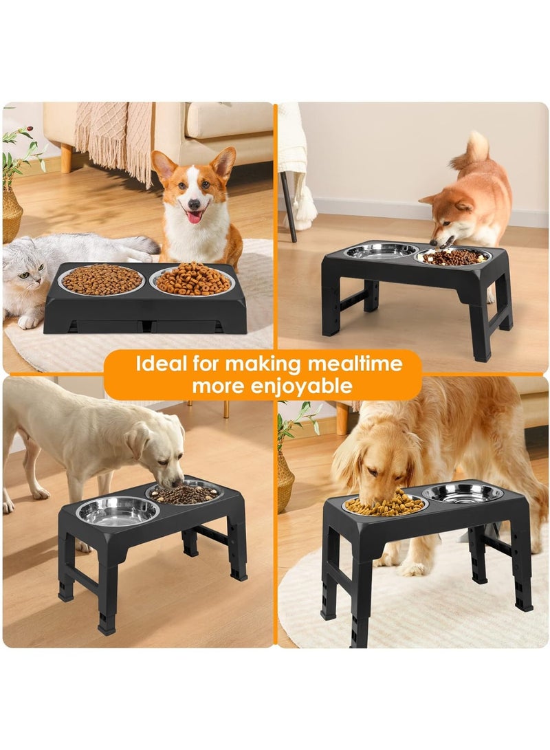 DUNISO Elevated Dog Bowl，with 2 Stainless Steel Dog Bowl and Detachable Double Bowl Stand，Elevated Dog Bowls of 4 Height Adjustable，Anti Slip and Splash Proof，for All Small, Medium and Large Pets - Image 5