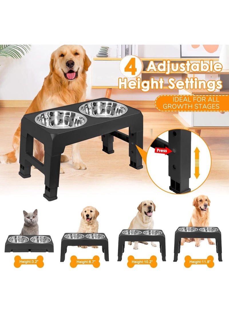DUNISO Elevated Dog Bowl，with 2 Stainless Steel Dog Bowl and Detachable Double Bowl Stand，Elevated Dog Bowls of 4 Height Adjustable，Anti Slip and Splash Proof，for All Small, Medium and Large Pets - Image 2