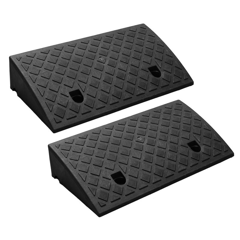 Genubi Industry Portable Lightweight Plastic Curb Ramps 2PCS Heavy Duty Plastic Threshold Ramp Set for Driveway Loading Dock Sidewalk Car Scooter Bike Motorcycle Wheelchair Golf Cart
