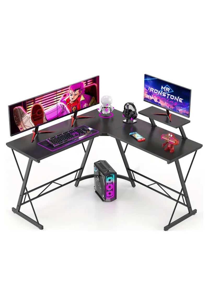 51 Inch L-Shaped Desk, Computer Corner Desk, Home Gaming Desk, Writing Workstation, Large Monitor Stand, Space Saving, Easy Assembly - Image 1