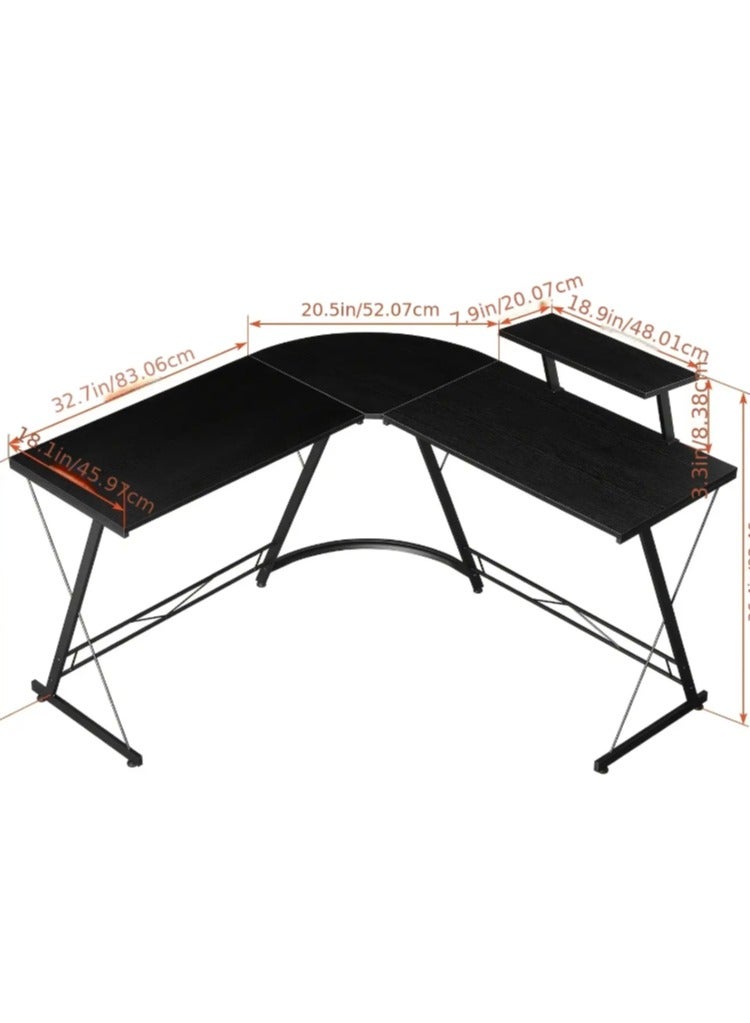 51 Inch L-Shaped Desk, Computer Corner Desk, Home Gaming Desk, Writing Workstation, Large Monitor Stand, Space Saving, Easy Assembly - Image 2