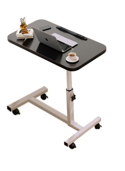 Mobile Over Bed Table with Wheels Adjustable Over Bed Table Standing Desk Cart Black 55x32cm